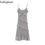 Vestidos De Mujer Sexy Summer Dress Women Sweet Ruffles Backless Robe Femme Slim Fit Fashion Korean Elegant Robe