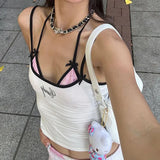 Girl Girl Bowknot Thin Halter Top Ins Trend Slim Vest 2024 New Style-Outfit