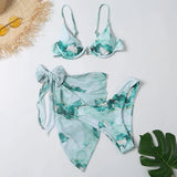 V-Bar Underwire Bikini 2021 New Three Pieces Bikini Set Swimwear Women Push Up Swimsuit Female Bathing Suit Beachwear