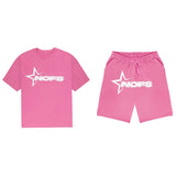 New Men's And Women's Trend Brand Street Hip-Hop Punk Alphabet Printed Leisure Sports Short-Sleeved Shorts Set-Outfit