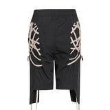 Patchwork Drawstring Bandage Pants For Women High Waist Zipper Casual Cargo Trousers Female 2022 Summer Fashion