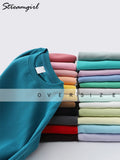 Cotton Pullover Sweatshirts Oversize Women O Neck Loose Long Sleeve Top Solid Oversized Green Sweatshirt For Women