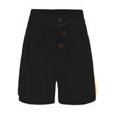 Women Shorts High Waist Buttons Sashes Elegant Summer Zip-Up Skinny Shorts Solid Plus Size Pockets Summer Casual