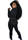 Casual Zipper Pocket Long Sleeve Hoodies An Pant Two Piece