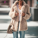 Women Faux Fur Coat Warm Soft Fur Outwear Plus Size Plush Overcoat Women's Jacket Casual Solid Winter