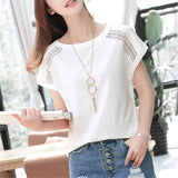 Cotton Summer Blouses Lace Batwing Sleeve Shirts Women Tops Solid Shirts Female Korean 2022 Casual Blusas