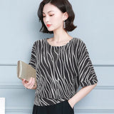 Spring and Summer New Women's Striped Office Lady Style Short Sleeve Blouse Plus Size 4XL Women Base Shirt Blusas