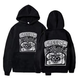 Freedom Camisa Long-Sleeved Hoodie Oversized Harajuku