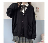 Style V-neck Sweater Knitted Cardigan Spring Autumn Cotton Sweater JK Uniform Multicolor Women's Wear Pull Femme