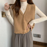 Vest Women's 2025 New Wear Early Spring Wooden Ear-Side Sweater Vest Stacked Shoulder