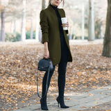 fashion mid-length coat Slim solid color stand-up collar woolen autumn and winter women's