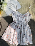 VAREY LIN Summer Spaghetti Strap Beach Playsuits Women Single Breasted V-neck High Waist Floral Sweet Wide Leg