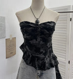 Camouflage Brat Vest Female Niche Irregular Ribbon Hole Babes Y2k Sleeveless Top