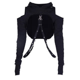 Dark Wind New Summer Fashion Blouse 2024 Round Neck, Long Sleeves, Navel Grid Short Sweater-Outfit