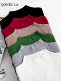 Autumer Winter Women Sweater Knitted Striped Solid Korean Fashion Pullover Slim Long Sleeve Blouse Knit Tops Pulls
