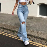Wide Leg British Trousers Ripped Skinny