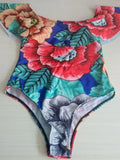 Female Bikini One-piece Swimsuit Conservative Solid Color Printed Ruffle Sexy Swimsuit Hollow Cut Flower Female