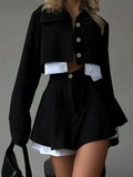 Fashion Short Button Cardigan Cake Short Skirt Two Sets Of Women's