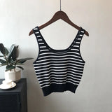 Knitted Crop Camis White Black Summer Casual Women Tank