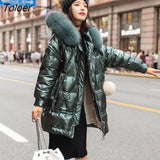 Long Hooded Shiny Jacket For Women's Warm Parkas High Qualit Thicken Large Size Winter Jackets Women Fashion Winter