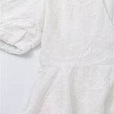 New Women's Clothing With White V-Neck Embroidered Waist-Sleeved Mini