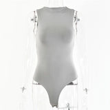 Black Sexy Sleeveless Bodysuit Women Spring Fall Cotton Double Layer Casual Rompers Womens Jumpsuit