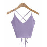 Women Sexy Backless Lace-up Tops Summer Clothes 2024 Fashion Sleeveless V-neck Tops Sexy Club-Outfit