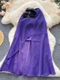 Sexy Irregular Hollow Out Women Skirts Summer Elegant High Waist Purple/White/Black/Blue Saias Female Vacation Beach Faldas