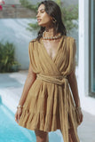 Women's Summer Vacation Solid Color Fashion Sexy New Dress Rope Belt
