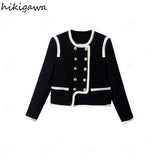 Women Jackets O-neck Long Sleeve Double-breasted Coat 2023 Ropa Mujer Fashion Vintage Temperament Tops Y2k Clothes