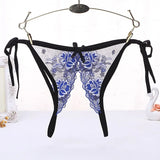 Transparent Embroidery Floral Lingerie G-String Fashion See Through Open Lace Thong Double Strap Hot Girl Underwear