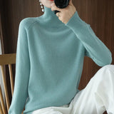 Turtleneck Sweater Cashmere Solid Knitted Pullover Tops Casual All-Match Long Sleeve Winter Thick Bottoming Shirt