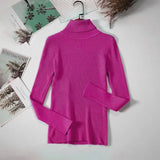 2021 Autumn Winter Sweater Knitted Women Khaki Long Sleeve Slim Casual Turtleneck Pullover Ladies White