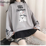 Hoodies Women Harajuku Half High Collar Long Sleeve Tops 2023 Ropa Mujer Fashion Cartoon Anime Print Sweatshirts 27i669-Outfit