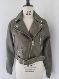 Toloer And Autumn New Women's Dress Washing Leather Grinding Old Motorcycle Casual Solid Color Jacket Leather Clothing Women-Outfit