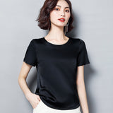 Imitation Silk Blouse Short Sleeve Satin Blouse Women Summer Ladies Office Blouses Womens Tops And Blouses