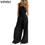 Overalls 2021 VONDA Female Solid Party Playsuits Femme Office Overalls Women Jumpsuits Femininas