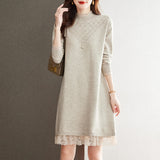 Knitted Dress Women's Autumn And Winter Dress 2024 New Fashion Foreign Style Nailed Bead Sweater Skirt Trend-Outfit