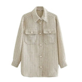 Women Fashion Oversized Faux Pearl Buttons Jacket Coat Vintage Long Sleeve Pockets Female Outerwear Chic