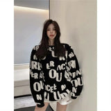 Korean Elegant Women Winter Pullover Sweaters Vintage Sweet Knitted Jumpers Japanese Preppy Style Letter Sueter