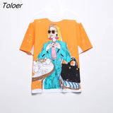 Women Fashion Contrast Color Beauty Print Casual T Shirt Female Basic O Neck Short Sleeve Chic Streetwear Tops