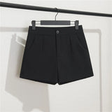 Toloer High Waist Shorts Female Spring And Summer New Korean Version Fashion Loose Wide Legs Show Thin Outside Wear A-Word Black Casual Pants-Outfit