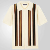 Men's Summer Green Striped Short Sleeves Repair Business Polo Shirt T-Shirt