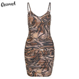 v-neck sexy summer dress camisole blackless women leopard print mini club party wear bodycon female fashion slim