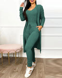 Autumn And Winter Fashion Long Jumpsuit Long Cardigan Leisure Suit Long-Sleeved Spot-Outfit