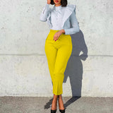 Women's Clothing Large-Size Fashion Temperament Casual Thin High-Waisted Trousers Solid African Professional