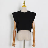 Casual Two Piece Set For Women O Neck Sleeveless Tops High Waist Short Pants Solid Sets Female Summer 2021