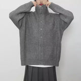 Version Of High-End Vintage Cardigan Sweater Women's Autumn And Winter New Large Size Loose Sweater Jacket-Outfit