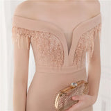 Fringe Tassels Off Shoulder Formal Mermaid Evening