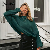 Winter lantern sleeve knitted sweater pullover Women loose O-neck solid sweater Female autumn casual sweater jumper